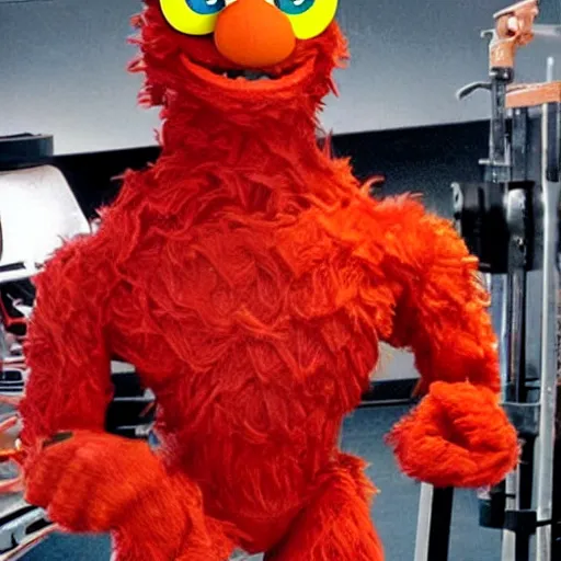 Prompt: Elmo version of Arnold Schwarzenegger in the terminator