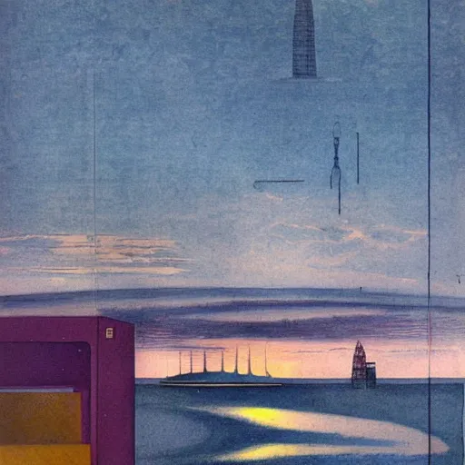 Prompt: a futuristic building amarone bin, by asher brown durand, matte painting, an ink drawing bright layerd heaven relish ocean liner wavy tower, by mark rothko and ilya kuvshinov