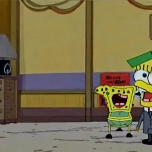 Image similar to A still of Spongebob in the Godfather (1972)