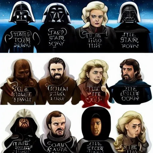 Image similar to game of thrones in space style of star wars