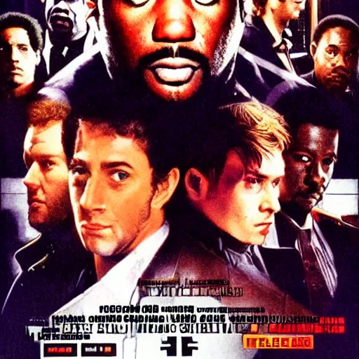 Image similar to movie poster for shaft vs. flatliners, 1 9 8 0's style, and 1 9 9 0's style