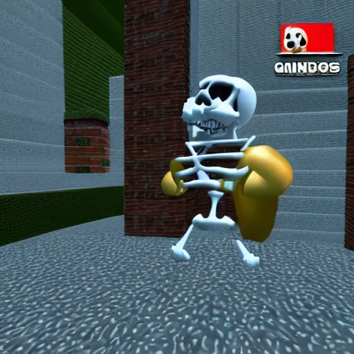 Image similar to A skeleton in the game Super Mario 64, unreal engine