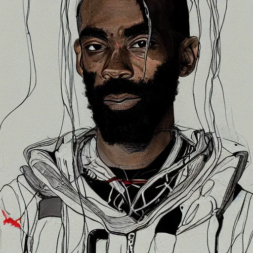 Image similar to a beautiful professional portrait of mc ride, painted by tsutomu nihei