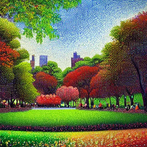 Image similar to Central park, Pointillism, Central park new york city, trending on artstation