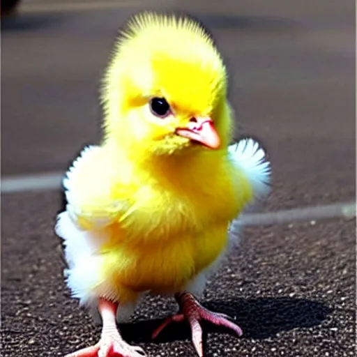 Image similar to cute baby chick dressed as a jail prisioner