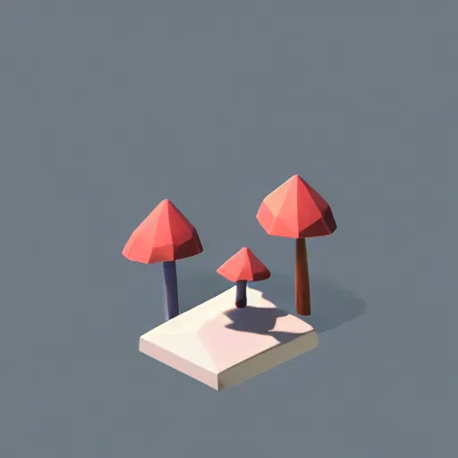 Image similar to a cute little matte low poly isometric mushroom, lat lighting, soft shadows, trending on artstation, 3d render, monument valley, fez video game,