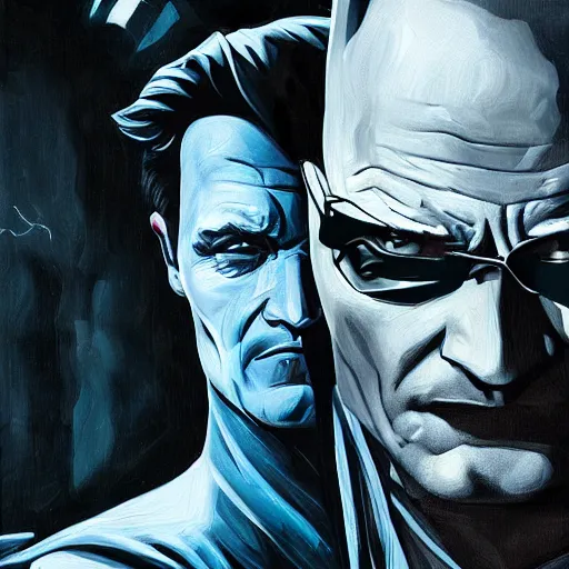 Prompt: batman starring as jack in breaking bad. full body. oil on canvas. intricate. 8 k. highly professionally detailed. hdr. cgsociety