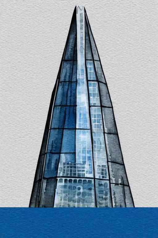 Image similar to minimalist watercolor art of the shard london, illustration, vector art