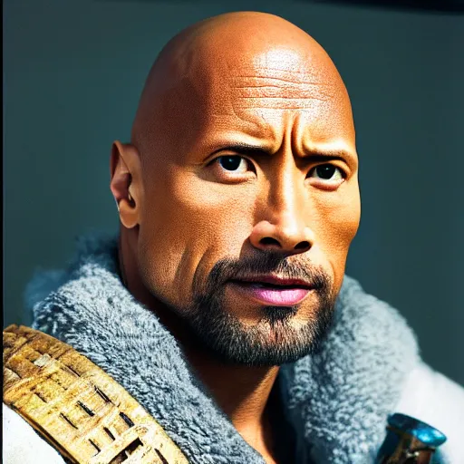 Image similar to closeup portrait of Dwayne Johnson as samurai , photograph, natural light, sharp, detailed face, magazine, press, photo, Steve McCurry, David Lazar, Canon, Nikon, focus