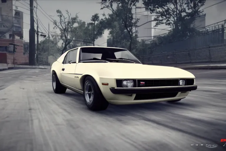 Image similar to audi camaro b 1 ( 1 9 6 9 ) drifting, need for speed : carbon, neon lines, ultra phonk, phonk music background, smoke behind wheels, noise, dark, establishing shot, through the streets of riften