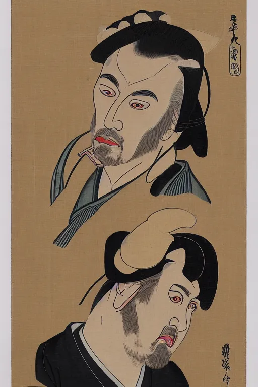 Image similar to Portrait of Nicholas Cage in Ukiyo-e style