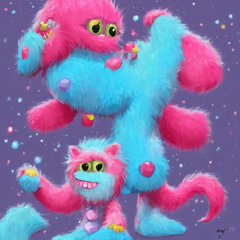 Prompt: Ippity the fluffy monster, super adorable digital art