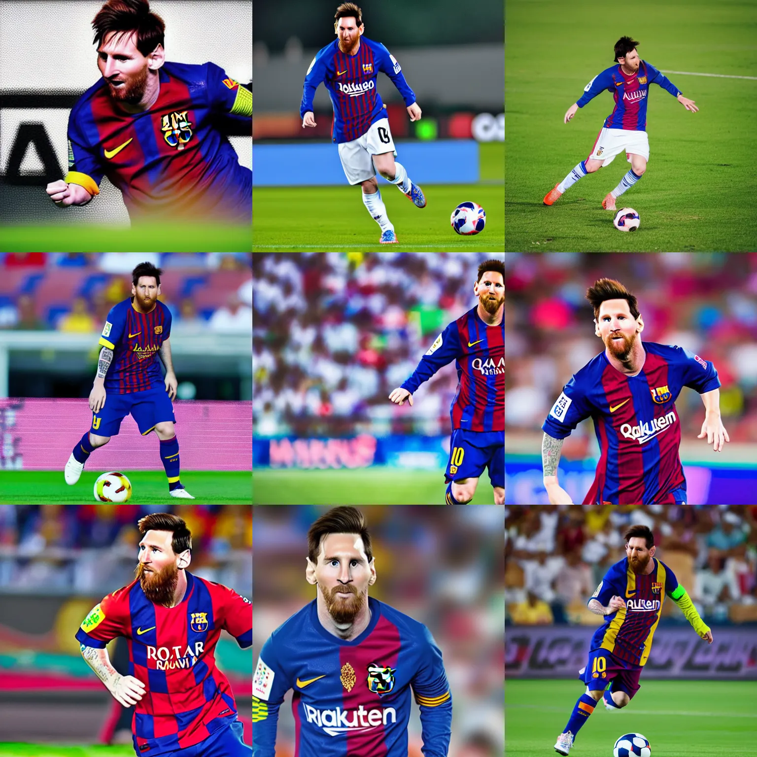 Prompt: Messi playing for E.C. Bahia, telephoto, real photo, 4k,