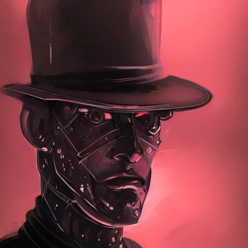 Image similar to a portrait of noir robot detective, in the style of greg rutkowski