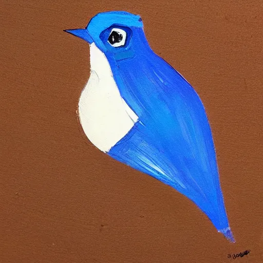 Image similar to “gouache painting of a small boy riding on a giant bluebird, hd”