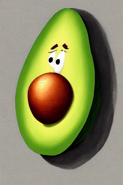 Image similar to mr potato head is an avocado, artgem, digital painting, color painting, hyperrealistic, concept art, oil painting, masterpiece, concept art, trending on deviantart, realistic and detailed face, highly detailed, high quality, 8 k, soft lighting, fancy colors, fantasy, cinematic, high coherence