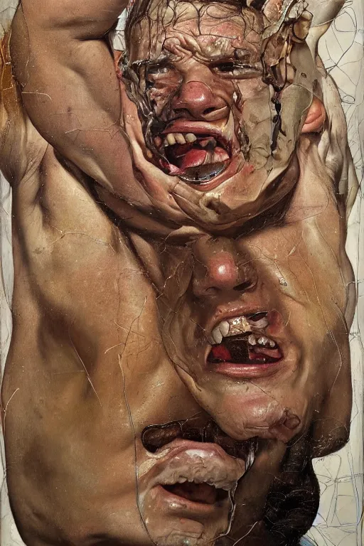 Prompt: portrait of a man enraged, part by Jenny Saville, part by Lucian Freud