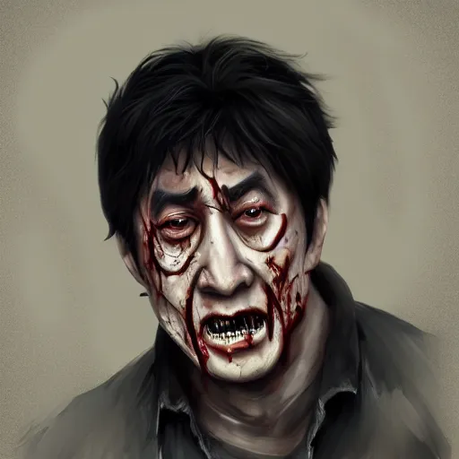 Image similar to a zombie Jackie Chan by WLOP, dark fantasy, trending on artstation