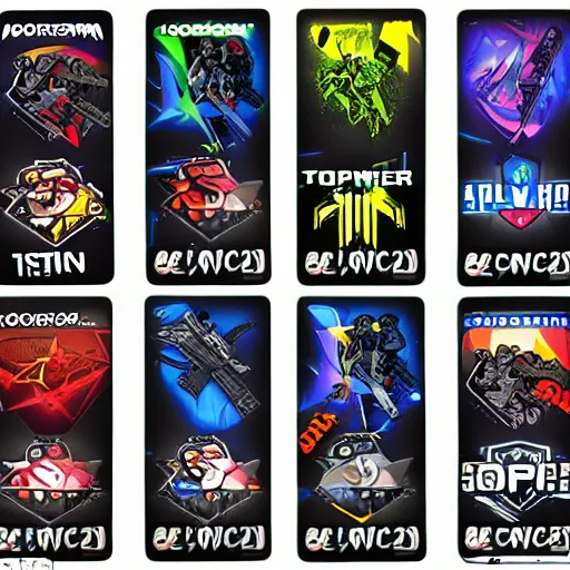 Prompt: cs : go sticker's sheet, titan katowice 2 0 1 4, holo, ibuypower katowice 2 0 1 4, reason gaming katowice 2 0 1 4, ldlc. com katowice 2 0 1 4, over saturated colours, bring colours, stickers on default awp, 4 k hd