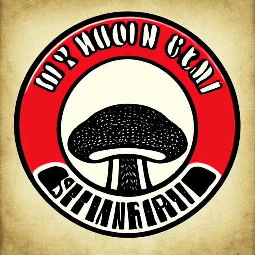 Prompt: spencers shroomery logo. mushroom theme, cottagecore style, by aaron draplin