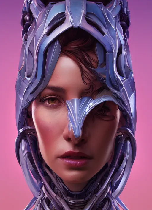 Image similar to asymmetrical!! portrait of an alien with large neontubes in face in the style of, machine face, intricate, elegant, highly detailed, digital painting, artstation, biolusence, concept art, smooth, sharp focus, illustration, art by artgerm and greg rutkowski and alphonse mucha, horizon zero dawn 8 k