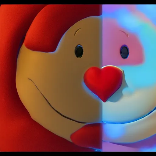 Image similar to hyperrealistic dslr film still of a care bear, heart emblem, stunning 8 k octane comprehensive 3 d render, inspired by istvan sandorfi & greg rutkowski & unreal engine, perfect symmetry, dim volumetric cinematic lighting, extremely hyper - detailed, extremely lifelike attributes & texture, intricate, masterpiece, artstation, stunning