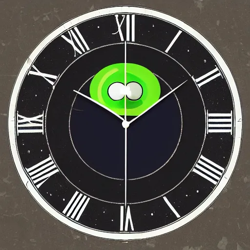 Image similar to man with alien clock eyes album cover