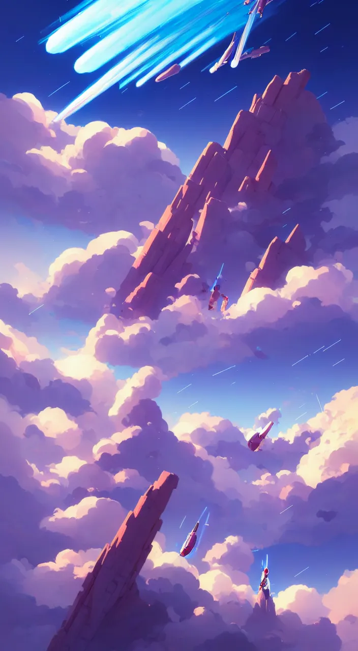 Image similar to incredible, mindblowing, rockets taking off into the clouds long exposure and humans watching, in marble incrusted of legends official fanart behance hd by jesper ejsing, by rhads, makoto shinkai and lois van baarle, ilya kuvshinov, rossdraws global illumination