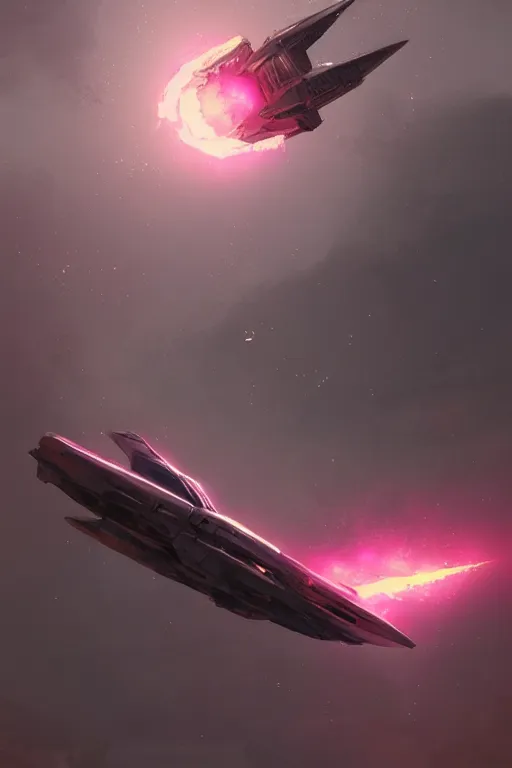 Prompt: a pink and gray meteor striking the ground, digital art, in the style of greg rutkowski, trending on artstation