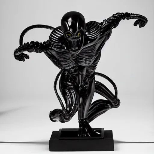 Prompt: golden xenomorph trophy, on black felt table, studio lighting