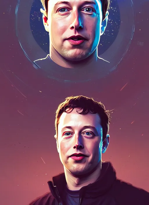 Image similar to Highly detailed portrait of Elon musk mixed with Mark zuckerberg, Stephen Bliss, unreal engine, fantasy art by Greg Rutkowski, Loish, Rhads, ferdinand knab, Makoto Shinkai and Lois van baarle, ilya kuvshinov, rossdraws, Tom Bagshaw, alphonse mucha, global illumination, radiant light, detailed and intricate environment