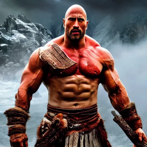 Image similar to Dwayne Johnson as God of war, professional photography