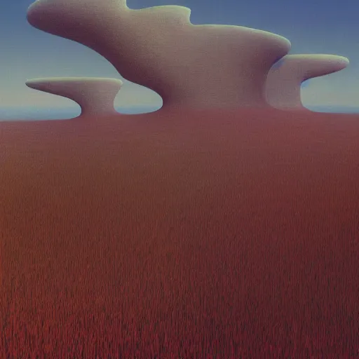 Image similar to A Landscape by Zdzisław Beksiński and Beeple