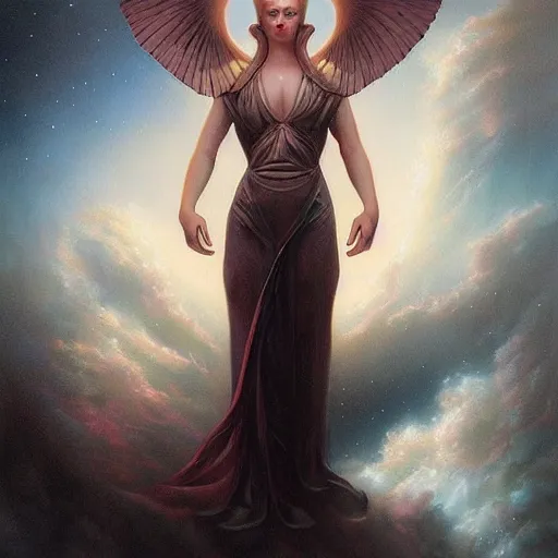 Image similar to a beautiful portrait of a celestial goddess by Jim Burns and Tom Bagshaw