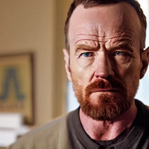 Image similar to Live Action Still of Bryan Cranston dressed as and playing Jesse Pinkman in Breaking Bad, real life, hyperrealistic, ultra realistic, realistic, highly detailed, epic, HD quality, 8k resolution, body and headshot, film still