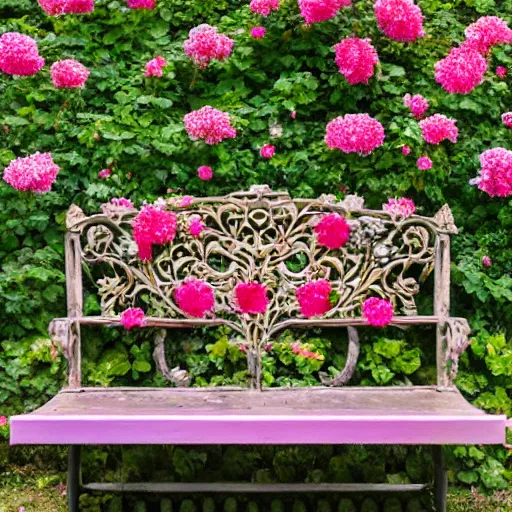 Image similar to ornate bench in a beautiful english rose garden