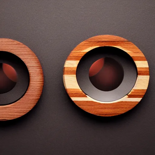 Image similar to camera lens aperture blades made of walnut wood. minimal. dramatic lighting.