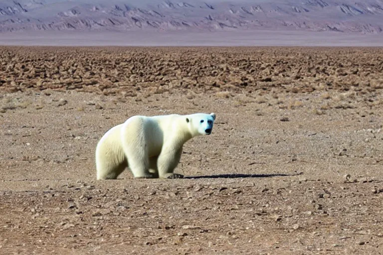 Prompt: polar bear on the desert