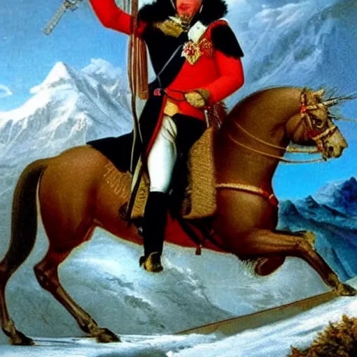 Prompt: Napoleon Crossing the Alps