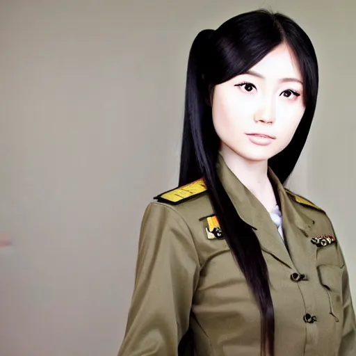Prompt: Chinese woman, odango with ponytails, eyepatch, military uniform