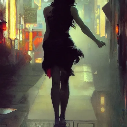 Image similar to georgia palmer, hyperrealistic full figure, bladerunner street alley, art of elysium by frank frazetta and by jeremy mann and by alphonse mucha, fantasy art, photo realistic, dynamic lighting, artstation, full figure poster, volumetric lighting, very detailed face, 4 k, award winning