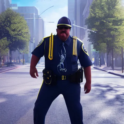 Image similar to paul blart mall cop, hyperrealistic, concept art, octane render, unreal engine 5, path tracing, advanced technology, soft lighting, ruined, alien, high quality, highly detailed, 8 k, complementary colors, cgsociety