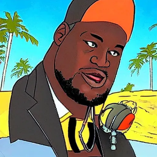 Image similar to Shaquille O'Neal wearing scuba gear in a volcano in the style of King of the Hill