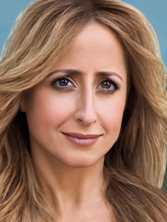 Image similar to 4K HD, high detail photograph, shot with Sigma f/ 4.2 , 250 mm sharp lens, shallow depth of field : (subject= Lara Fabian + subject detail= accurate body features, consistent, high detailed light refraction , high level texture render)