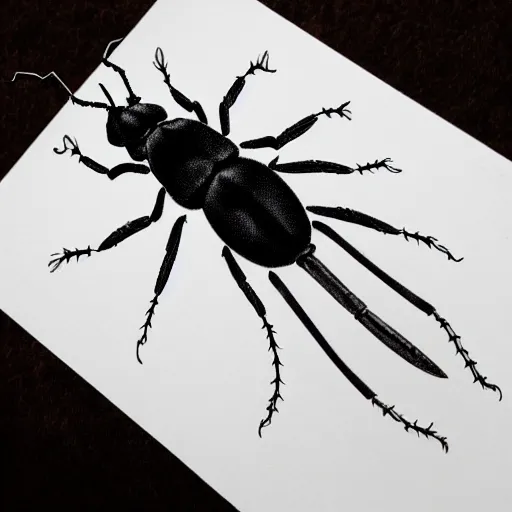 Image similar to bug, black and white, botanical illustration