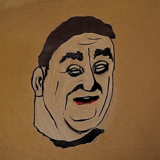 Prompt: a cave painting of Rodney dangerfield