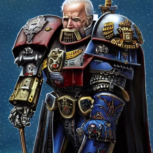 Image similar to Joe Biden Warhammer 40k Emperor