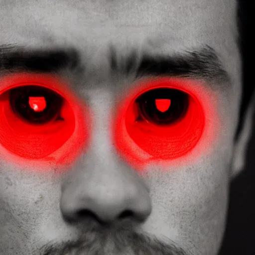 Image similar to a man with red glowing eyes