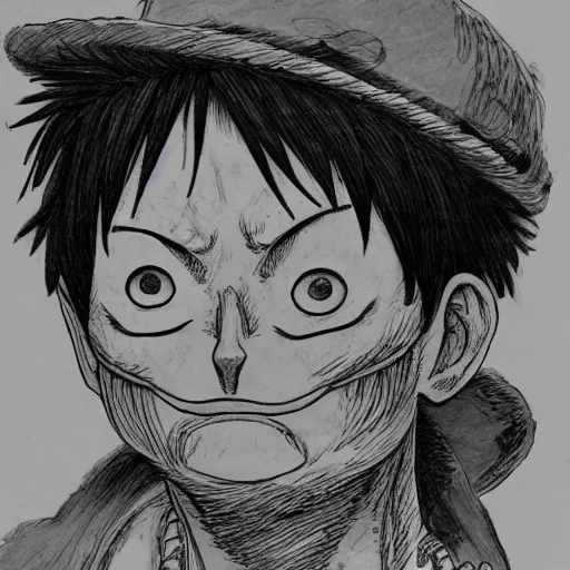 Image similar to [ luffy mustache ] ( by kim jung gi ) ( by kentaro miura )