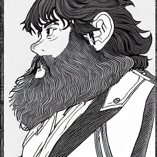 Image similar to gimli from the anime lord of the rings (1986), with ginger hair and a big beard, studio ghibli, very detailed, realistic